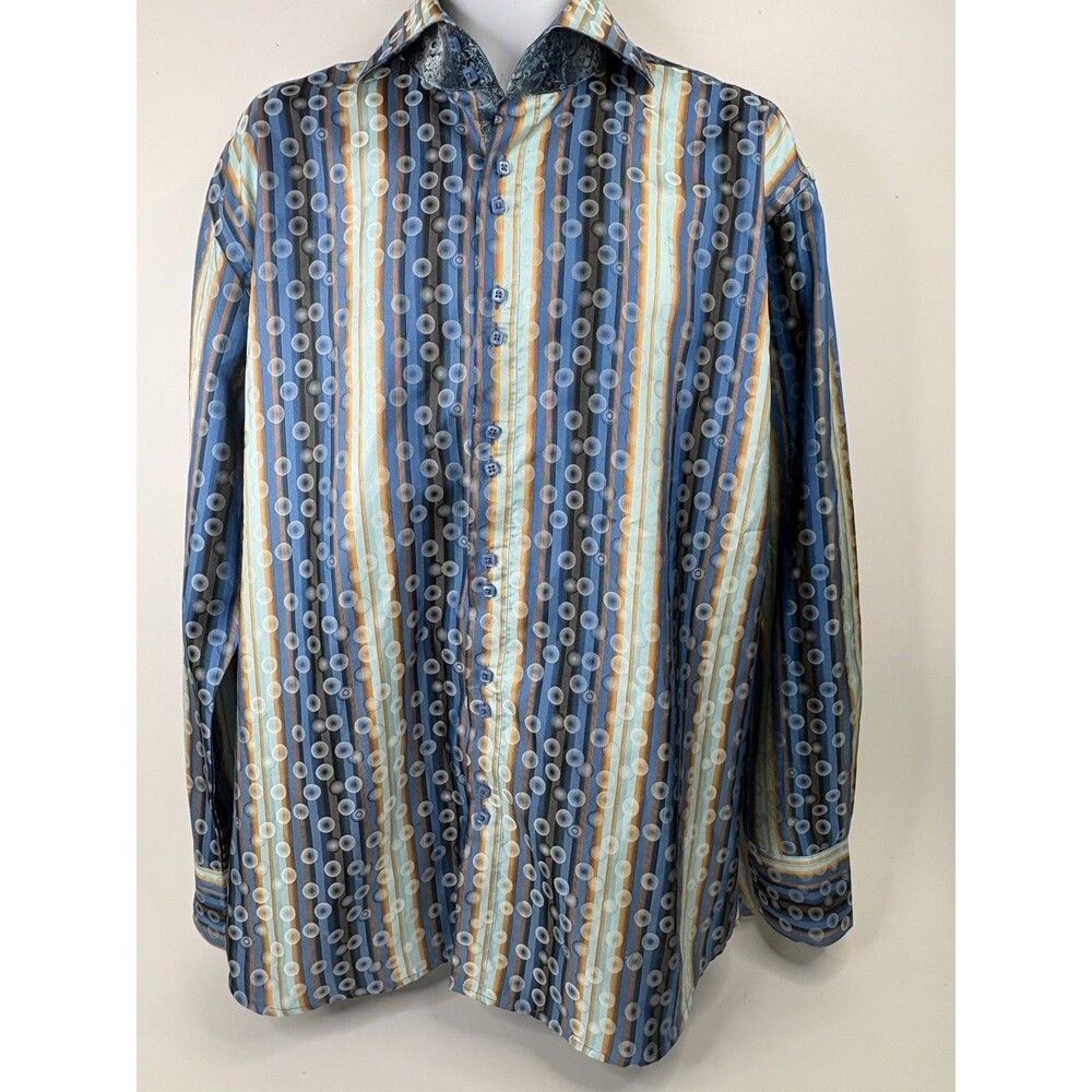 Daniel Ellissa XL Y2K Italian Style Clubwear Shirt Stripe Flip Cuff